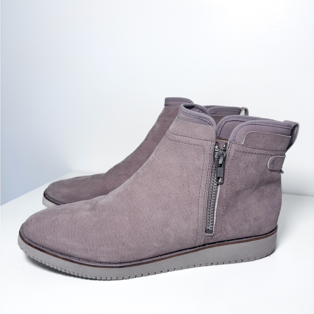 Hush Puppies Taupe Side Zip Suede Leather Fall Ankle Boots Women’s Size 9M